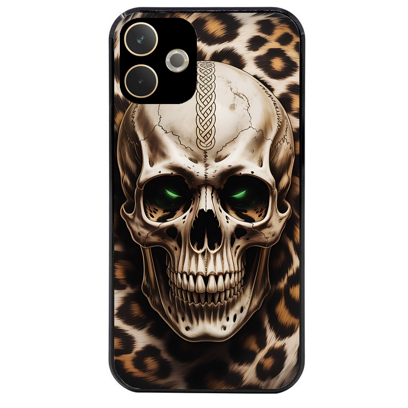 Coque noire taperso pour OPPO A5 PRO 4G et 5G avec motif tete de mort leopard protection antichoc personnalisée