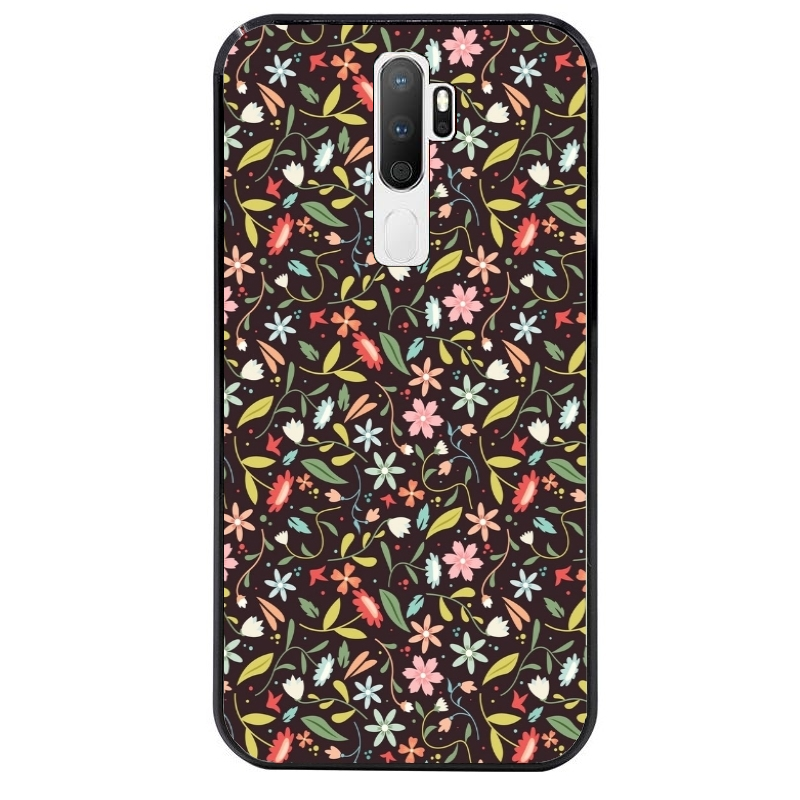 Coque noire taperso pour OPPO A5 A9 2020 avec motif petites feurs multicolores protection antichoc personnalisée