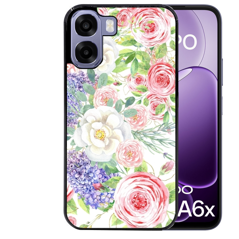 Coque noire taperso pour OPPO A6 A6X 4G et 5G avec motif fleur couleur pastel protection antichoc personnalisée