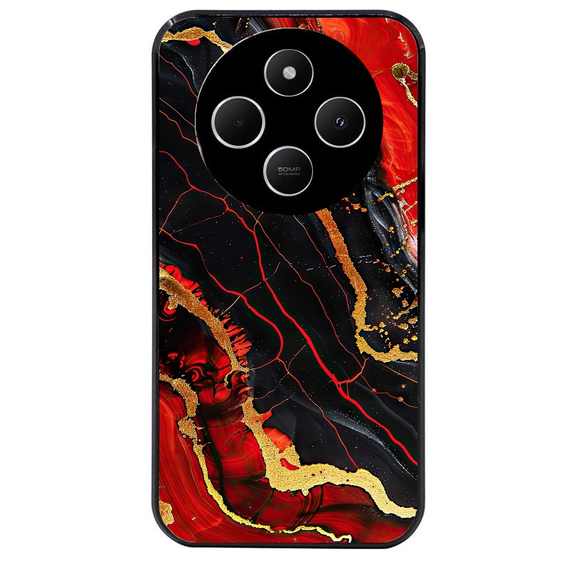 Coque noire taperso pour Redmi 14C avec motif marbre rouge protection antichoc personnalisée