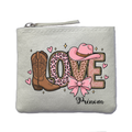 Porte monnaie personnalisé love western ivoire en feutrine en feutrine ivoire
