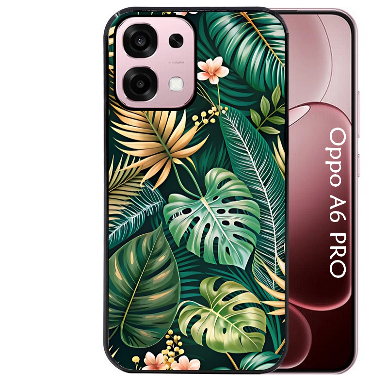 Coque noire taperso pour OPPO A6 PRO 4G et 5G avec motif jungle dore protection antichoc personnalisée