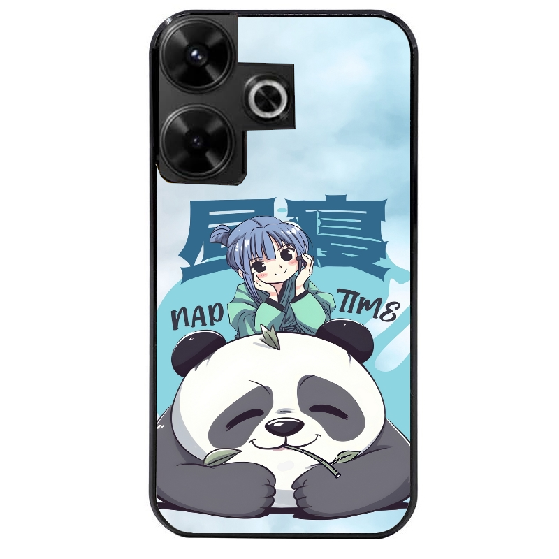 Coque noire taperso pour POCO M6 4G avec motif panda anime protection antichoc personnalisée