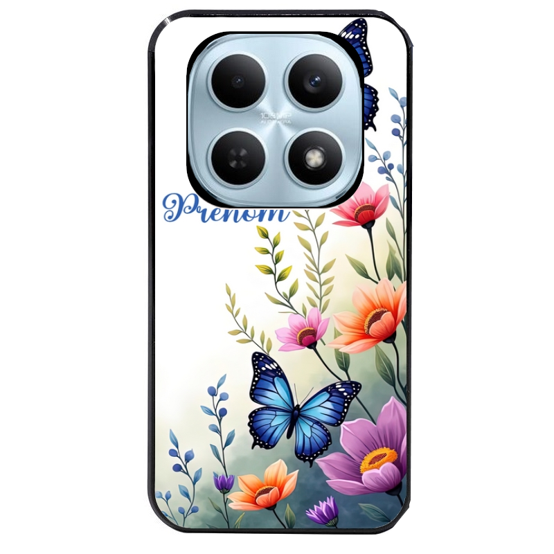 Coque noire taperso pour POCO M8 5G et PRO 5G avec motif papillon prenom personnalisee protection antichoc personnalisée