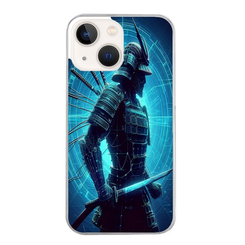 Coque taperso pour Iphone 14 et PRO PLUS PRO MAX avec motif samourai bleu protection antichoc personnalisée