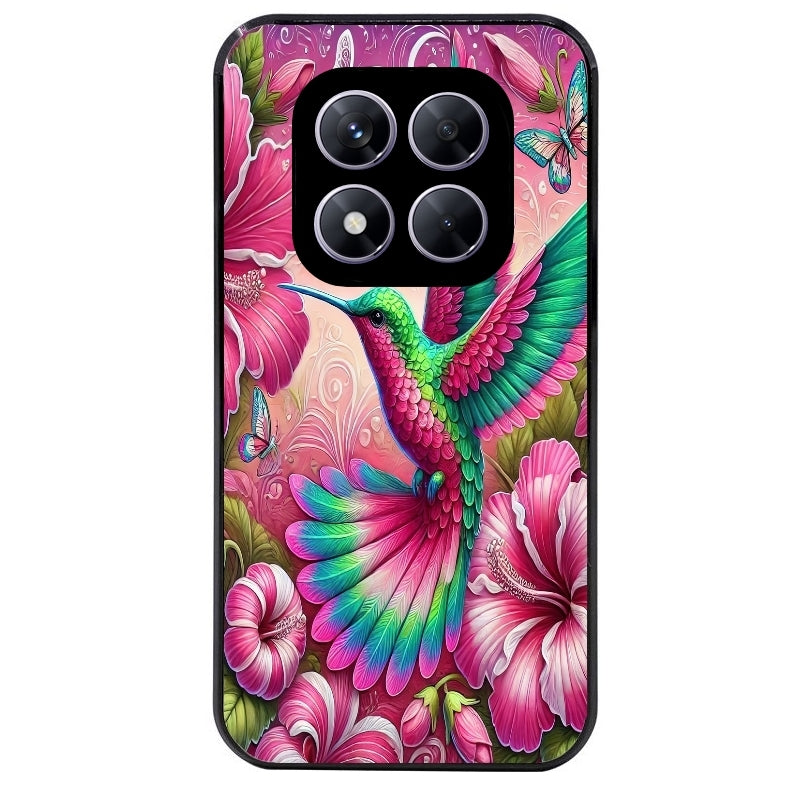 Coque noire taperso pour Redmi Note 14 et PRO PLUS 4G 5G avec motif colibri et fleurs protection antichoc personnalisée