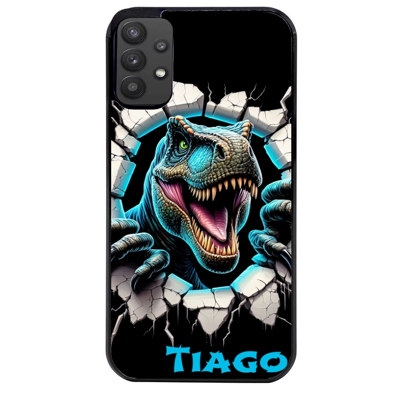Coque noire taperso pour galaxy A22 A32 A52 A52S 4G 5G  avec motif dino t rex personnalisee protection antichoc personnalisée