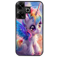 Coque noire taperso pour POCO M6 4G avec motif licorne style anime protection antichoc personnalisée