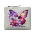 Porte monnaie personnalisé papillon pastel ivoire en feutrine en feutrine ivoire