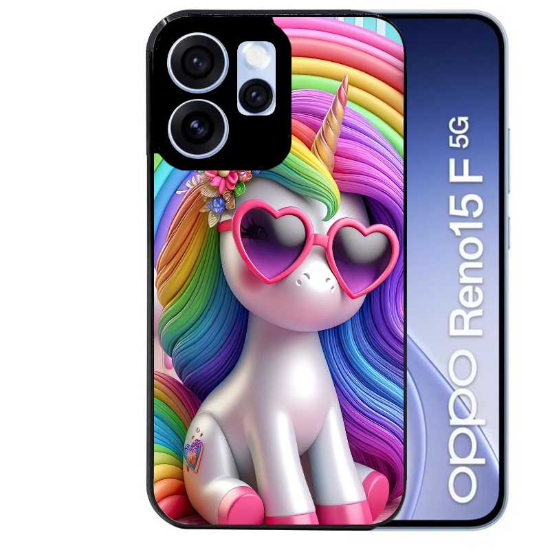 Coque noire taperso pour OPPO Reno 15 et F FS 5G avec motif licorne pop art protection antichoc personnalisée