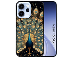 Coque noire taperso pour OPPO Reno 15 et F FS 5G avec motif paon mandala protection antichoc personnalisée