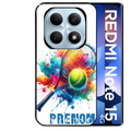Coque noire taperso pour Redmi Note 15 et PRO PLUS 4G 5G avec motif tennis raquette personnalisee protection antichoc personnalisée