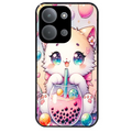 Coque noire taperso pour POCO C85 avec motif chat bubble style manga protection antichoc personnalisée