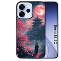 Coque noire taperso pour OPPO Reno 15 et F FS 5G avec motif samourai cerisier protection antichoc personnalisée