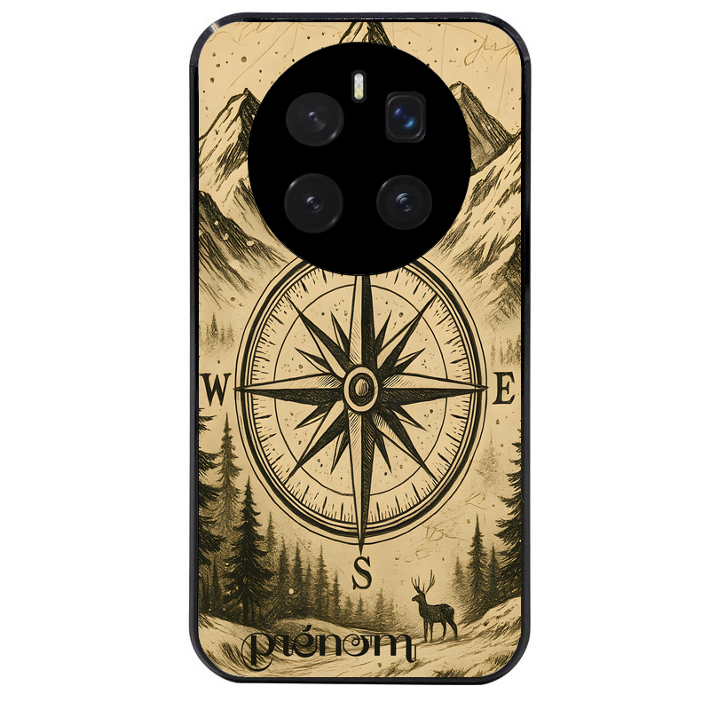 Coque noire taperso pour Magic 7 LITE et PRO avec motif voyage et boussole protection antichoc personnalisée
