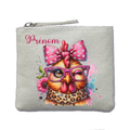 Porte monnaie personnalisé poulette ivoire en feutrine en feutrine ivoire