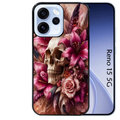 Coque noire taperso pour OPPO Reno 15 et F FS 5G avec motif tete de mort skull plume protection antichoc personnalisée