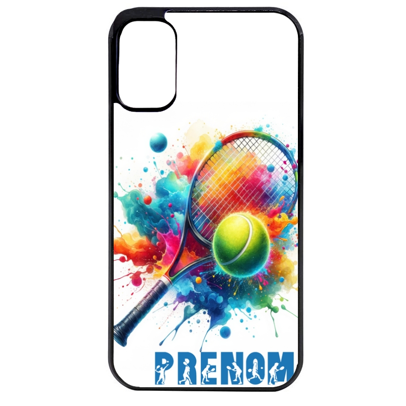 Coque noire taperso pour Moto E13 E14 E15 avec motif tennis raquette personnalisee protection antichoc personnalisée