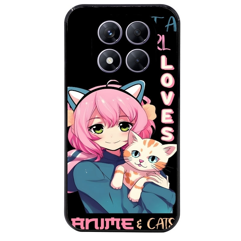Coque noire taperso pour Redmi Note 14 et PRO PLUS 4G 5G avec motif anime et chat protection antichoc personnalisée