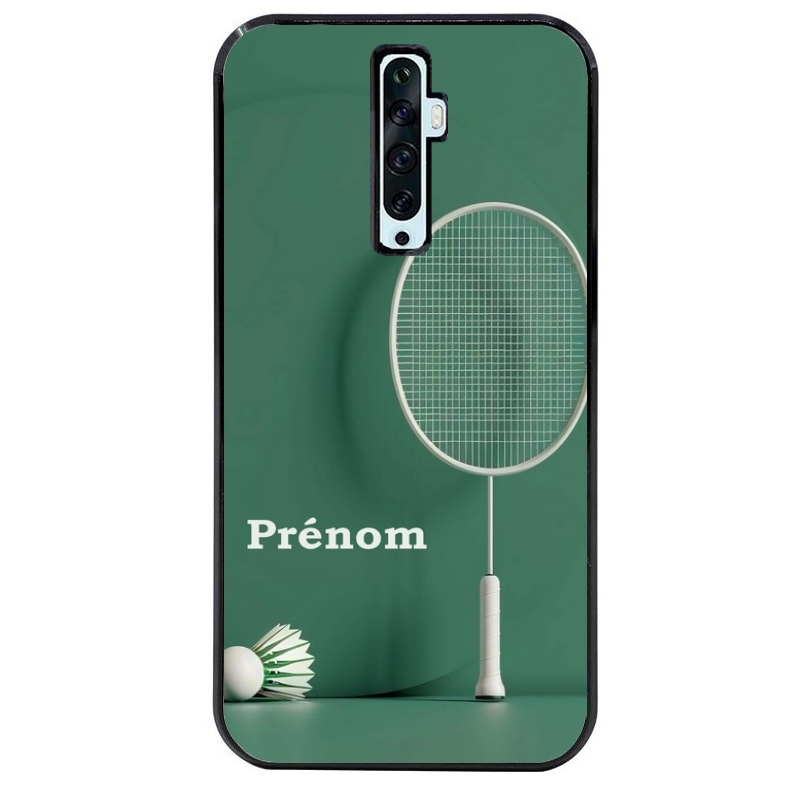 Coque noire taperso pour OPPO Reno 2 et 2Z avec motif badminton sport personnalise protection antichoc personnalisée