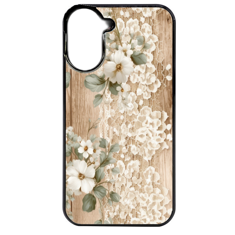 Coque noire taperso pour Redmi A5 4G avec motif bois et dentelle 1 protection antichoc personnalisée