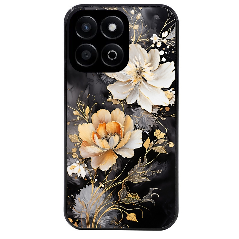 Coque noire taperso pour Honor X6 4G avec motif fleur blanche protection antichoc personnalisée