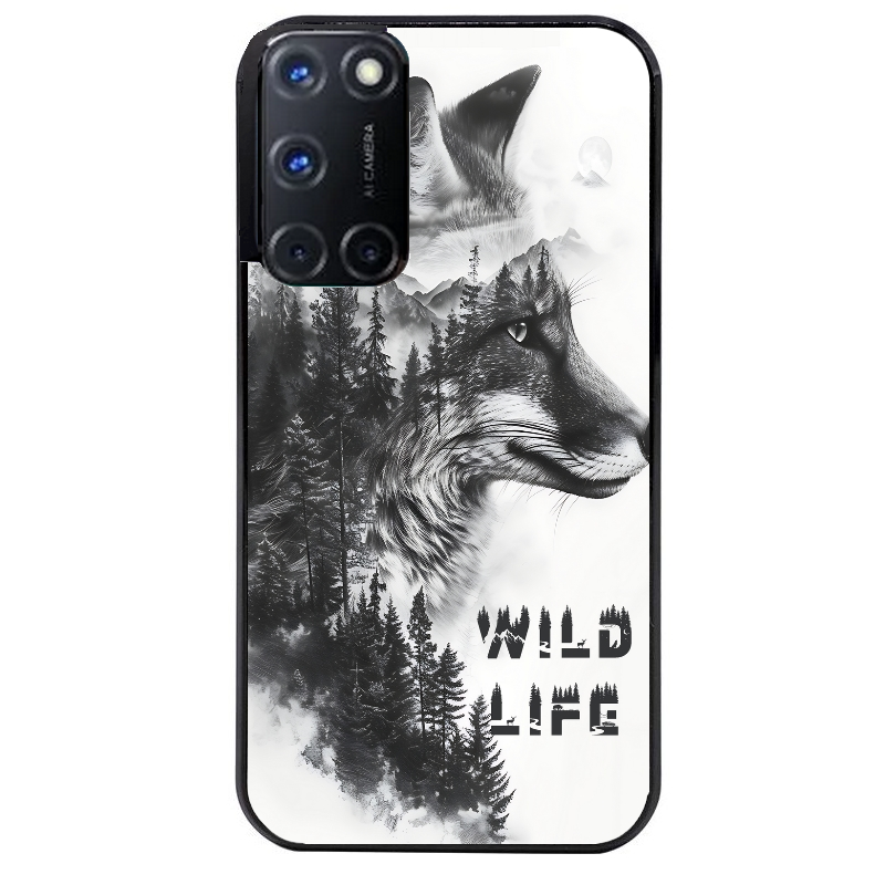 Coque noire taperso pour OPPO A72 4G avec motif renard fox wild protection antichoc personnalisée