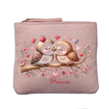 Porte monnaie personnalisé motif chouette love rose clair en feutrine en feutrine