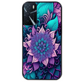Coque noire taperso pour OPPO A16 et A16S avec motif tropical mandala et fleur violet protection antichoc personnalisée