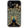 Coque noire taperso pour OPPO A40 avec motif paon mandala protection antichoc personnalisée
