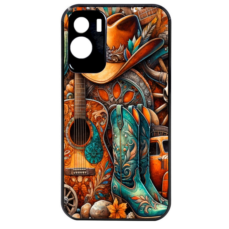 Coque noire taperso pour Honor 70 LITE 90 et LITE avec motif cow boy et texas automne protection antichoc personnalisée