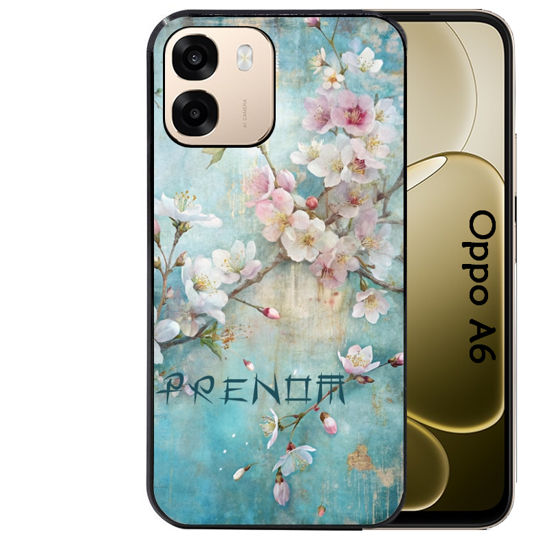 Coque noire taperso pour OPPO A6 A6X 4G et 5G avec motif fleur sakura personnalisee protection antichoc personnalisée