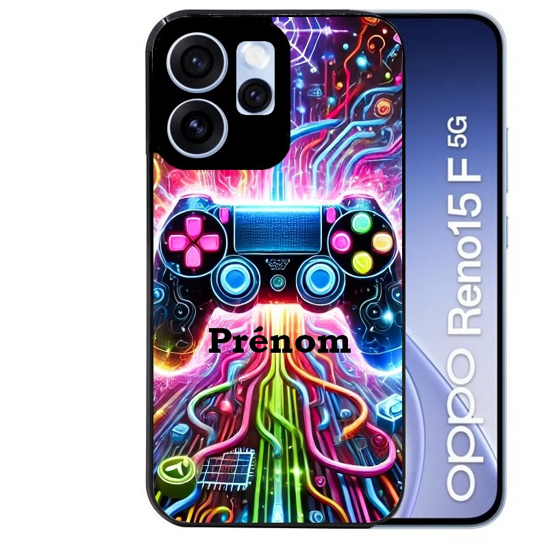 Coque noire taperso pour OPPO Reno 15 et F FS 5G avec motif gamer electro personnalisee protection antichoc personnalisée