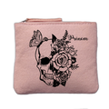 Porte monnaie personnalisé motif mort papillon fleur rose clair en feutrine en feutrine