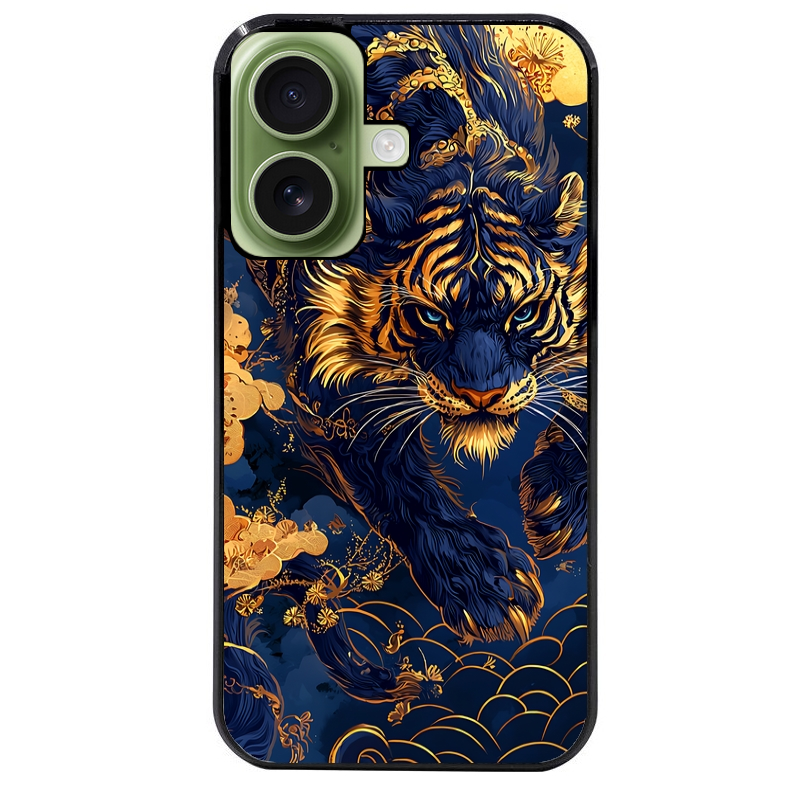 Coque noire taperso pour Iphone 17 17E AIR MAX PRO avec motif tigre et fleur protection antichoc personnalisée