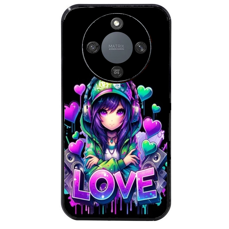 Coque noire taperso pour Magic 5 6 LITE et PRO avec motif anime manga et love protection antichoc personnalisée