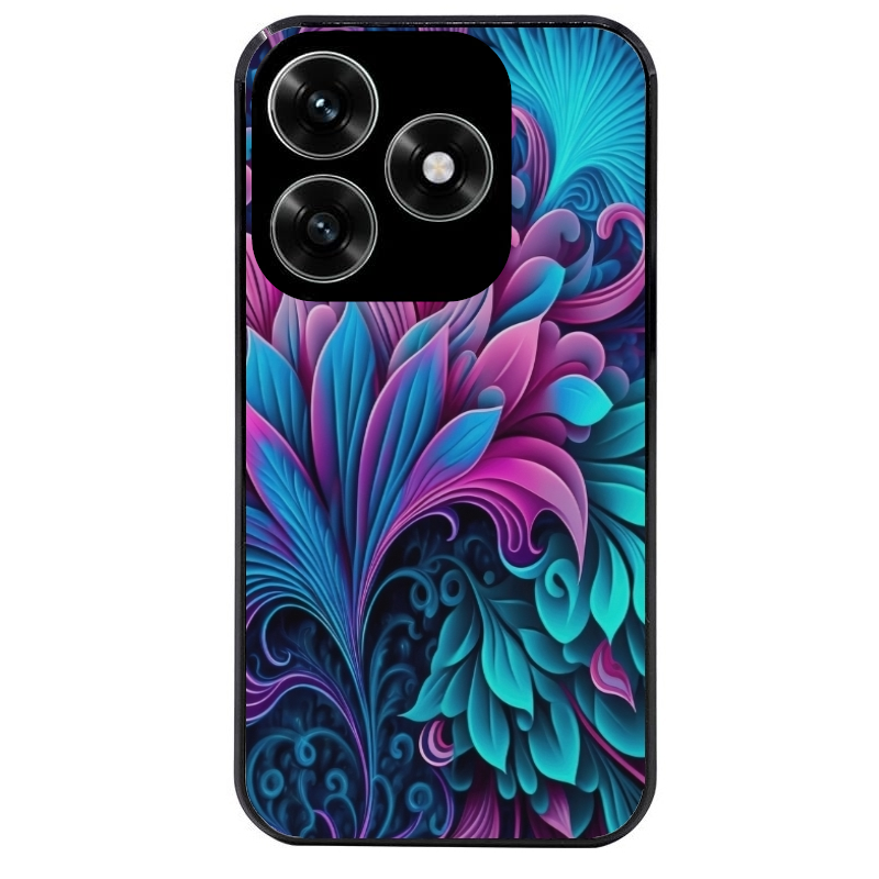 Coque noire taperso pour Honor X6B X5C X5C PLUS avec motif tropical violet et des fleurs protection antichoc personnalisée