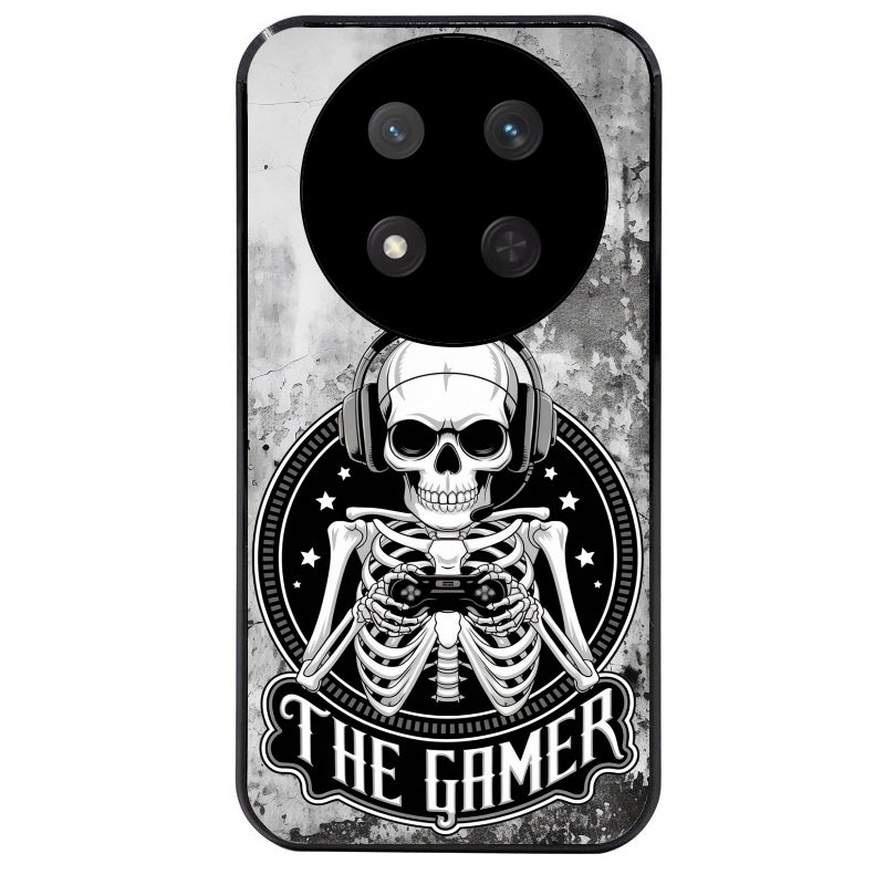 Coque noire taperso pour Magic 7 LITE et PRO avec motif tete de mort gamer beton protection antichoc personnalisée