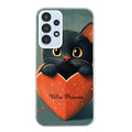 Coque taperso pour Galaxy A13 4G et 5G A23 A53 avec motif chat et coeur avec prenom protection antichoc personnalisée