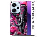 Coque noire taperso pour Redmi Note 13 PRO PLUS 5G avec motif elephant et fleurs protection antichoc personnalisée