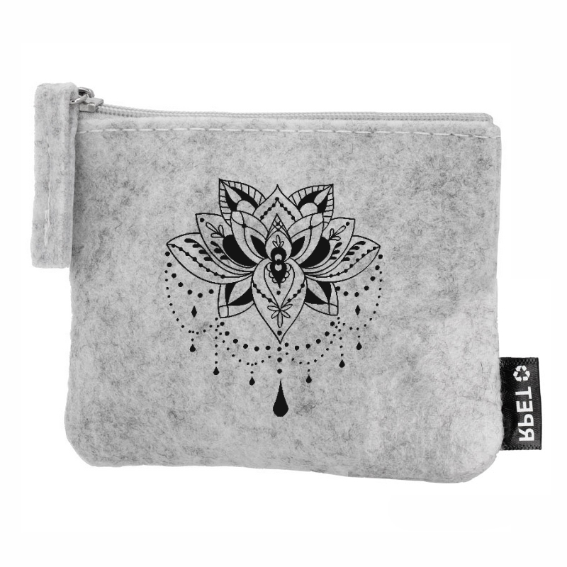 Porte monnaie personnalisé lotus bijoux en feutrine en feutrine