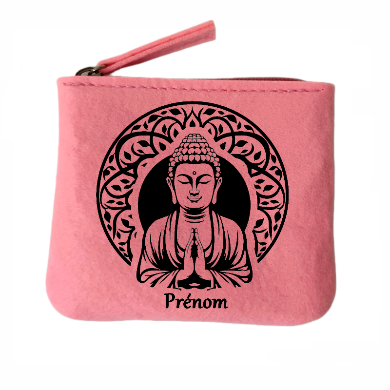 Porte monnaie personnalisé bouddha mandala en feutrine en feutrine