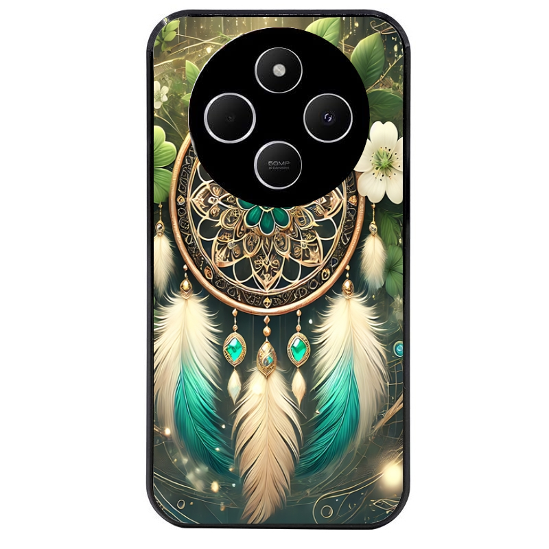 Coque noire taperso pour POCO C75 avec motif dreamcatcher talisman protection antichoc personnalisée