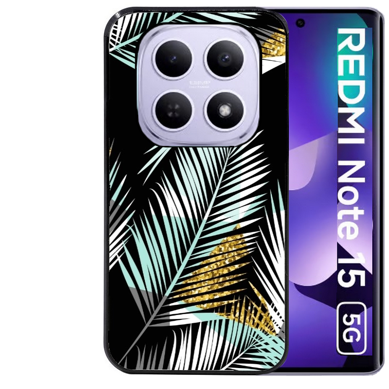 Coque noire taperso pour Redmi Note 15 et PRO PLUS 4G 5G avec motif palmier noir protection antichoc personnalisée