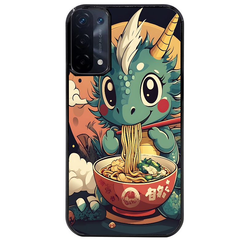 Coque noire taperso pour OPPO A54 et A74 5G avec motif dragon ramen 1 protection antichoc personnalisée