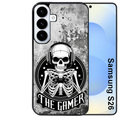 Coque noire taperso pour galaxy S26 et PLUS ULTRA FE avec motif tete de mort gamer beton protection antichoc personnalisée