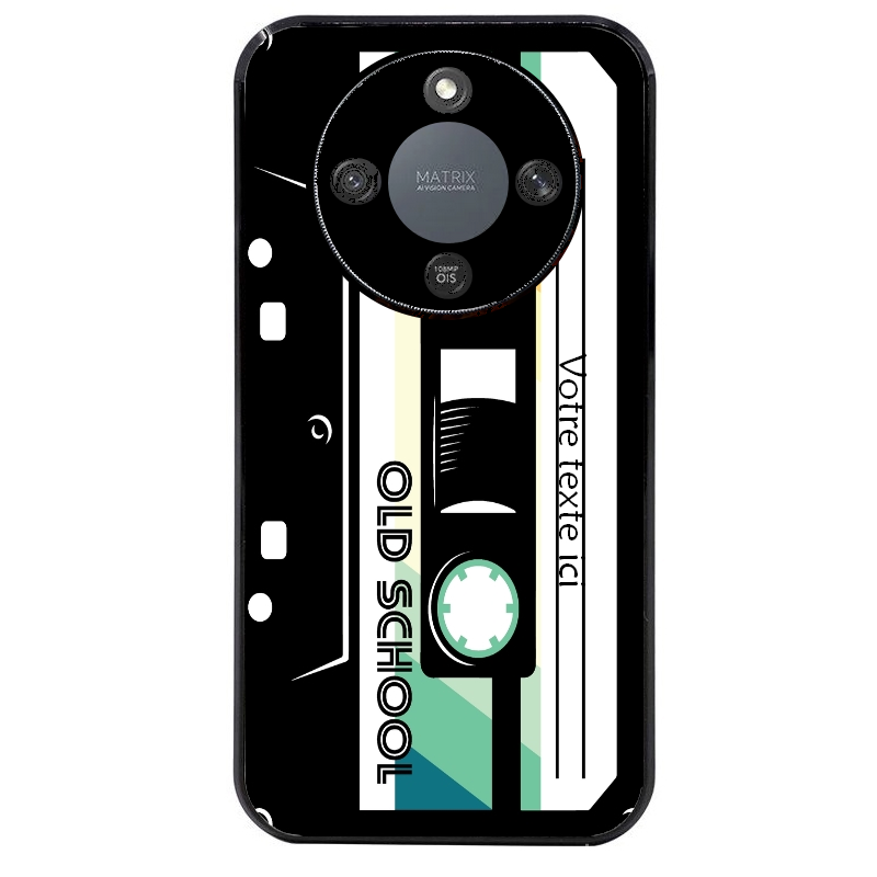 Coque noire taperso pour Honor X9A personnalisable avec motif cassette vintage protection antichoc personnalisée