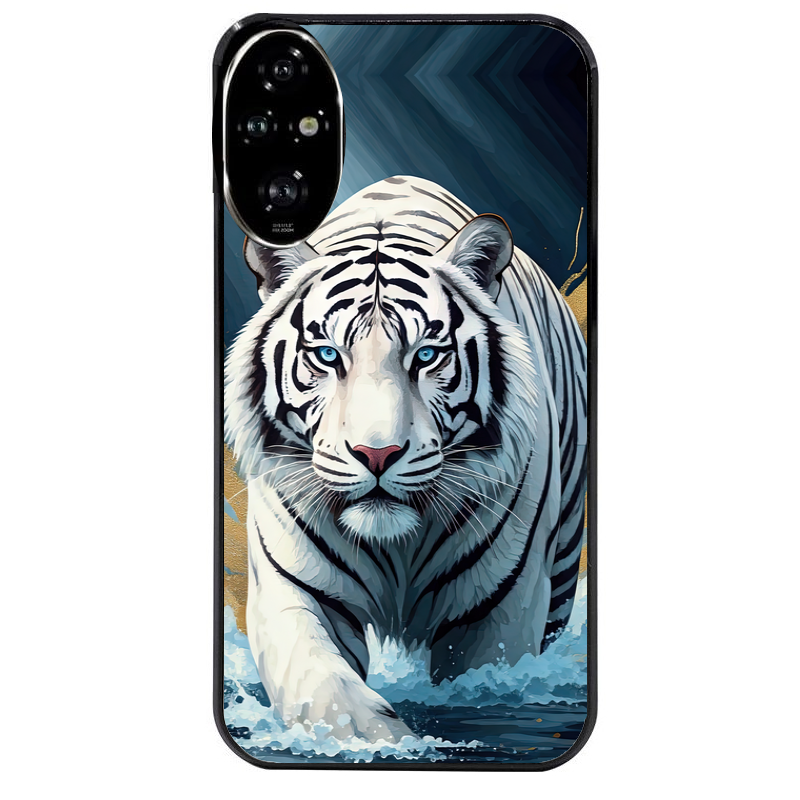 Coque noire taperso pour Honor 200 et Lite Pro Smart avec motif tigre polaire protection antichoc personnalisée