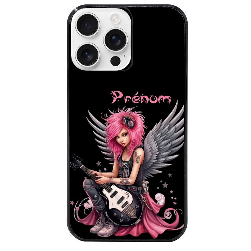 Coque noire taperso pour Iphone 16 16E PLUS MAX PRO avec motif fee rock personnalisee protection antichoc personnalisée