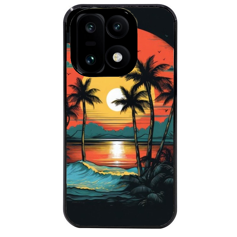 Coque noire taperso pour OnePlus 15 avec motif hawaii palmier protection antichoc personnalisée